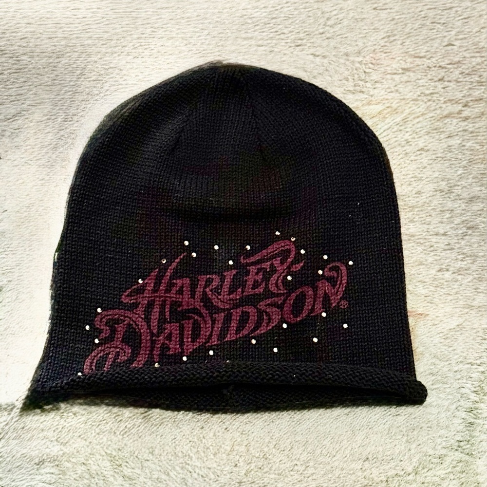 HARLEY DAVIDSON black sparkle hat/ beanie, LN
